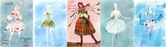 Bocetos de Christian Lacroix, diseñador del vestuario de "La Source", obra estrenada por el Ballet de la Ópera de Paris en 2011. ® Christian Lacroix.