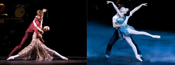 Dos momentos de "Strictly Gershwin", obra interpretada por el English National Ballet. © Fotografía: Annabel Moeller.
