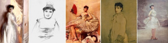(De izda a dcha): Acuarela de Anders Zorn, boceto de Renoir, retrato de Léon-François Comorre, retrato de Édouard Manet y cuadro de autor desconocido. 